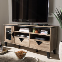Baxton Studio W-1512 Cardiff Modern and Contemporary Light Brown Wood 55-Inch TV Stand